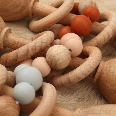 Rabbit 5.12in Beech Wood Teether Natural Wooden Bunny Teether