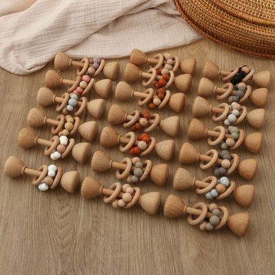 Rabbit 5.12in Beech Wood Teether Natural Wooden Bunny Teether