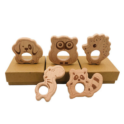 Necklace Pendant Wooden Teething Toy ISO9001 Wooden Animal Teether