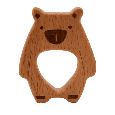 Necklace Pendant Wooden Teething Toy ISO9001 Wooden Animal Teether
