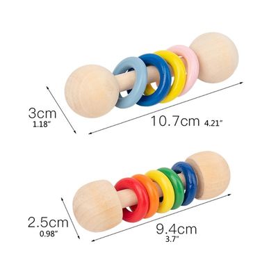 Gym Rodent 10.7cm Wooden Rattle Ring Montessori Wooden Teethers Safe
