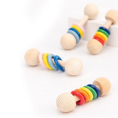 Gym Rodent 10.7cm Wooden Rattle Ring Montessori Wooden Teethers Safe