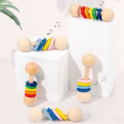 Gym Rodent 10.7cm Wooden Rattle Ring Montessori Wooden Teethers Safe