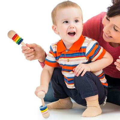 Gym Rodent 10.7cm Wooden Rattle Ring Montessori Wooden Teethers Safe