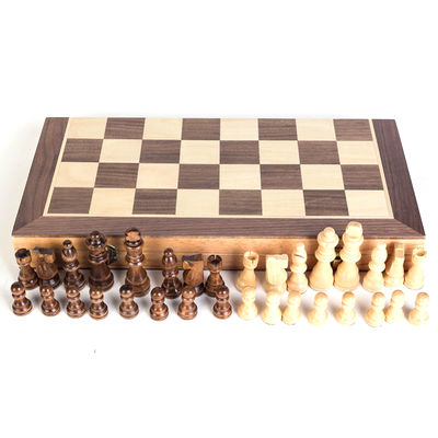 Checkers 1.97in Large Folding Chess Board Wooden Magnetic Chess Set