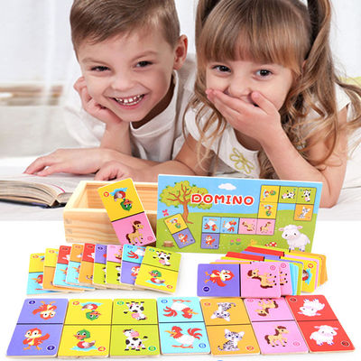 Solitaire 4cm Domino Cube Puzzle Wooden Dominoes For Toddlers