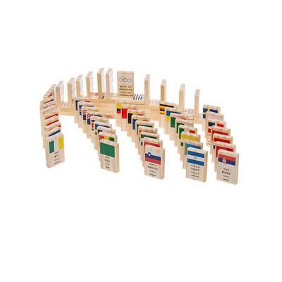 ISO9001 100 Flag Wooden Domino Blocks Building Dominoes Set