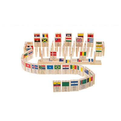 ISO9001 100 Flag Wooden Domino Blocks Building Dominoes Set