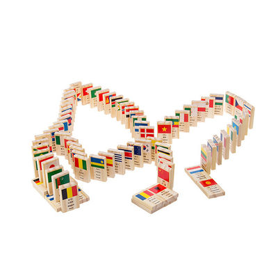 ISO9001 100 Flag Wooden Domino Blocks Building Dominoes Set