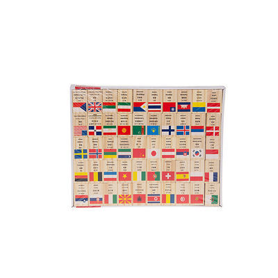 ISO9001 100 Flag Wooden Domino Blocks Building Dominoes Set