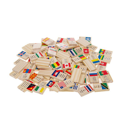 ISO9001 100 Flag Wooden Domino Blocks Building Dominoes Set