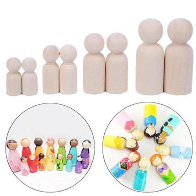 Craft 100Pcs Wooden Peg Dolls Blank  ISO9001 Painting