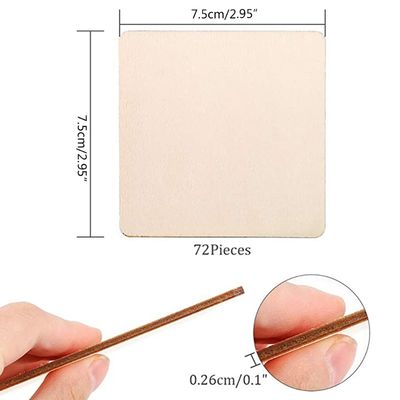 3x3 Square Unfinished Wood Crafts Blank Painting 7.5cm Square Wood Slices