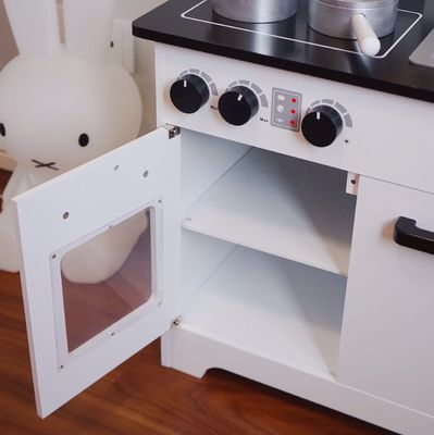 Kids Grey Wooden Kitchen Toys For Toddlers Black 77.8cm