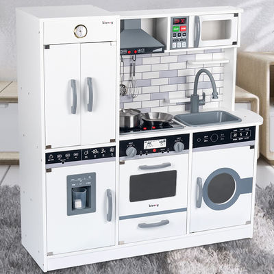 Large 82.5cm Refrigerator Wooden Miniature Kitchen Set Stove White Black
