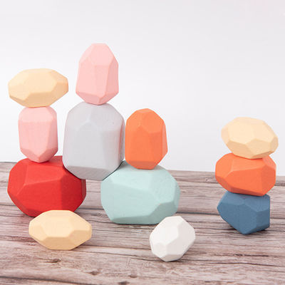 Rocks 190g Baby Building Blocks Wooden Stones Sets Montessori