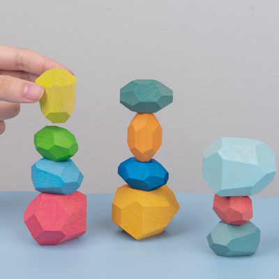 Rocks 190g Baby Building Blocks Wooden Stones Sets Montessori