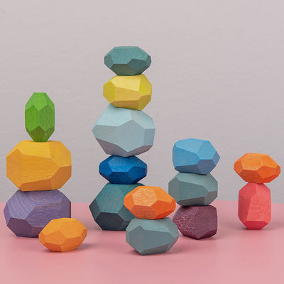 Rocks 190g Baby Building Blocks Wooden Stones Sets Montessori