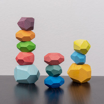 Rocks 190g Baby Building Blocks Wooden Stones Sets Montessori
