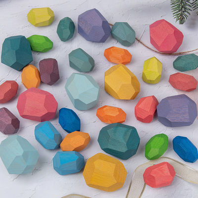 Rocks 190g Baby Building Blocks Wooden Stones Sets Montessori