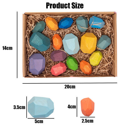 Rocks 190g Baby Building Blocks Wooden Stones Sets Montessori