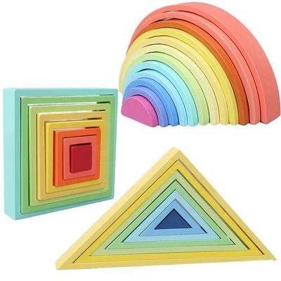 9600 Pcs Natural Wooden Rainbow Stacker 35cm Beech Non Toxic