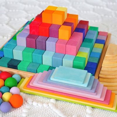 9600 Pcs Natural Wooden Rainbow Stacker 35cm Beech Non Toxic