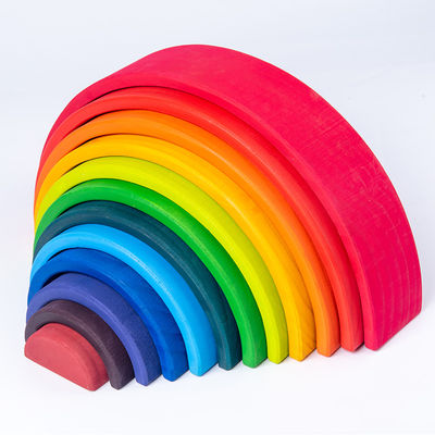Game 60cm Natural Wooden Rainbow Stacker Baby Laser Carving
