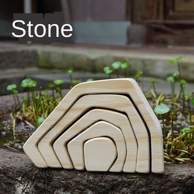 Ins Wavy Wooden Block Puzzle Toys Wooden Rainbow Blocks Coral Grimm