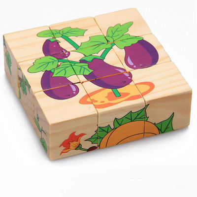 3.5cm Fruit Wooden Blocks Toys Animal Puzzle Blocks For Kids