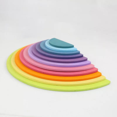 Baby 15cm Bridge Wooden Building Blocks Toy Nesting Rainbow Block Set