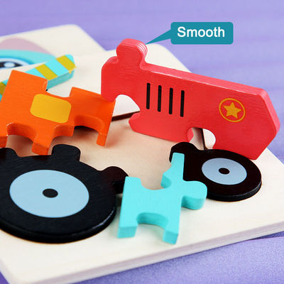 10.7cm 3D Coloured Wooden Block Jigsaw Puzzle Cognitive Games ISO9001