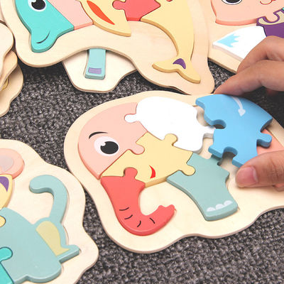 Macaron 3D Wooden Block Puzzle Toys Wooden Animal Blocks