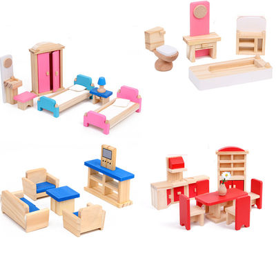 Classical 26CM Wooden Dolls House Furniture Diy Miniature Dollhouse Accessories