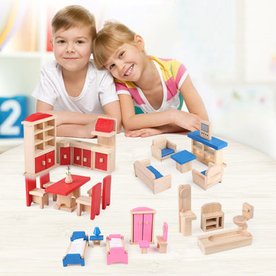 Classical 26CM Wooden Dolls House Furniture Diy Miniature Dollhouse Accessories