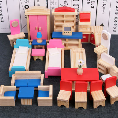 Classical 26CM Wooden Dolls House Furniture Diy Miniature Dollhouse Accessories