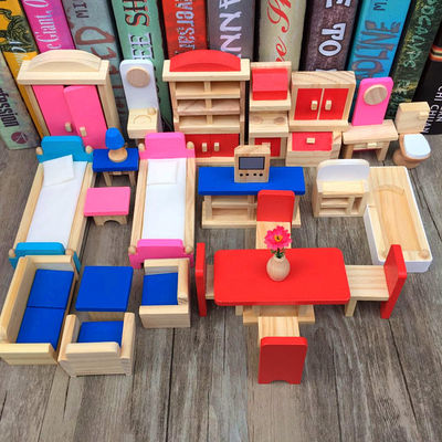 Classical 26CM Wooden Dolls House Furniture Diy Miniature Dollhouse Accessories