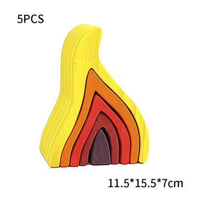DIY Assembled 11.5cm Wooden Blocks Toys Montessori Block Set Stacked Balance