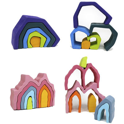 DIY Assembled 11.5cm Wooden Blocks Toys Montessori Block Set Stacked Balance