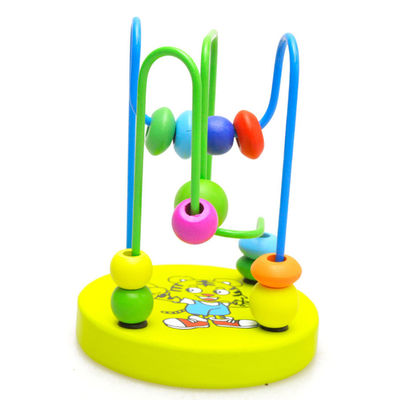 Big Bricks 9.3cm Wooden Around Beads Toy Colored ISO9001