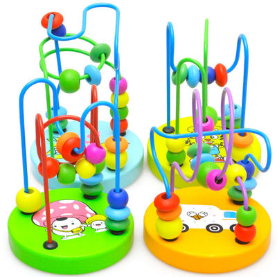 Big Bricks 9.3cm Wooden Around Beads Toy Colored ISO9001