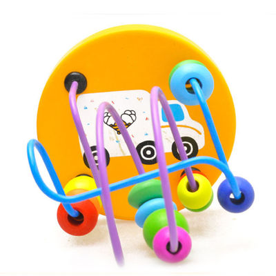 Big Bricks 9.3cm Wooden Around Beads Toy Colored ISO9001