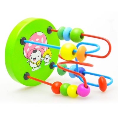 Big Bricks 9.3cm Wooden Around Beads Toy Colored ISO9001
