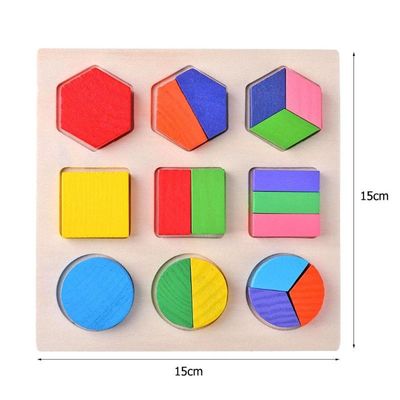 Sorting Wooden Montessori Baby Toys Geometric Wooden Blocks 15cm Preschool