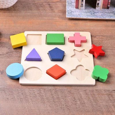 Sorting Wooden Montessori Baby Toys Geometric Wooden Blocks 15cm Preschool