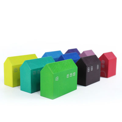 22.5cm House Wooden Rainbow Stacker Wooden Story Rainbow Stacking Toy