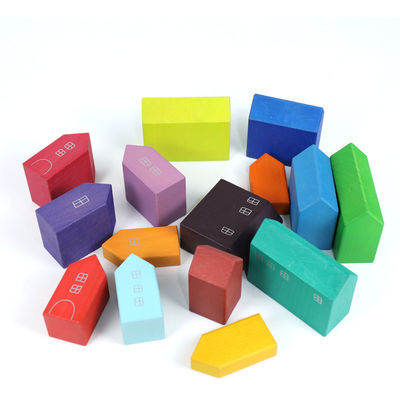 22.5cm House Wooden Rainbow Stacker Wooden Story Rainbow Stacking Toy