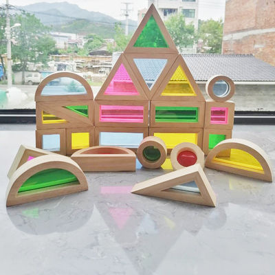 Kids 8.66in Wooden Rainbow Stacker Pastel Rainbow Stacking Toy