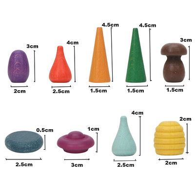 Cones 4cm Wooden Rainbow Stacker Wooden Mushroom Puzzle