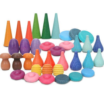 Cones 4cm Wooden Rainbow Stacker Wooden Mushroom Puzzle